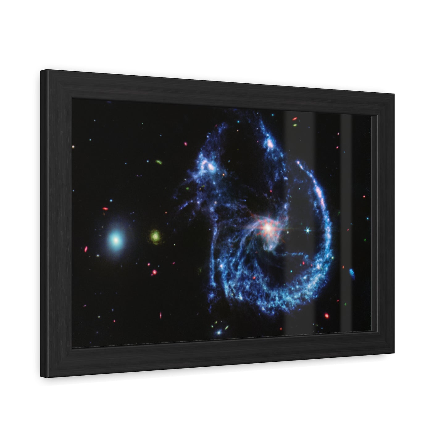 Arp 107 Supermassive Blackhole, Hand Crafter Wooden Framed Poster