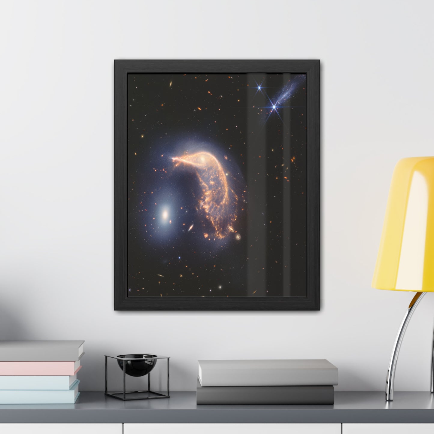 Interacting Galaxies Arp 142, Hand Crafted Wooden Framed Poster