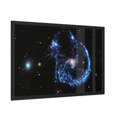 Arp 107 Supermassive Blackhole, Hand Crafter Wooden Framed Poster