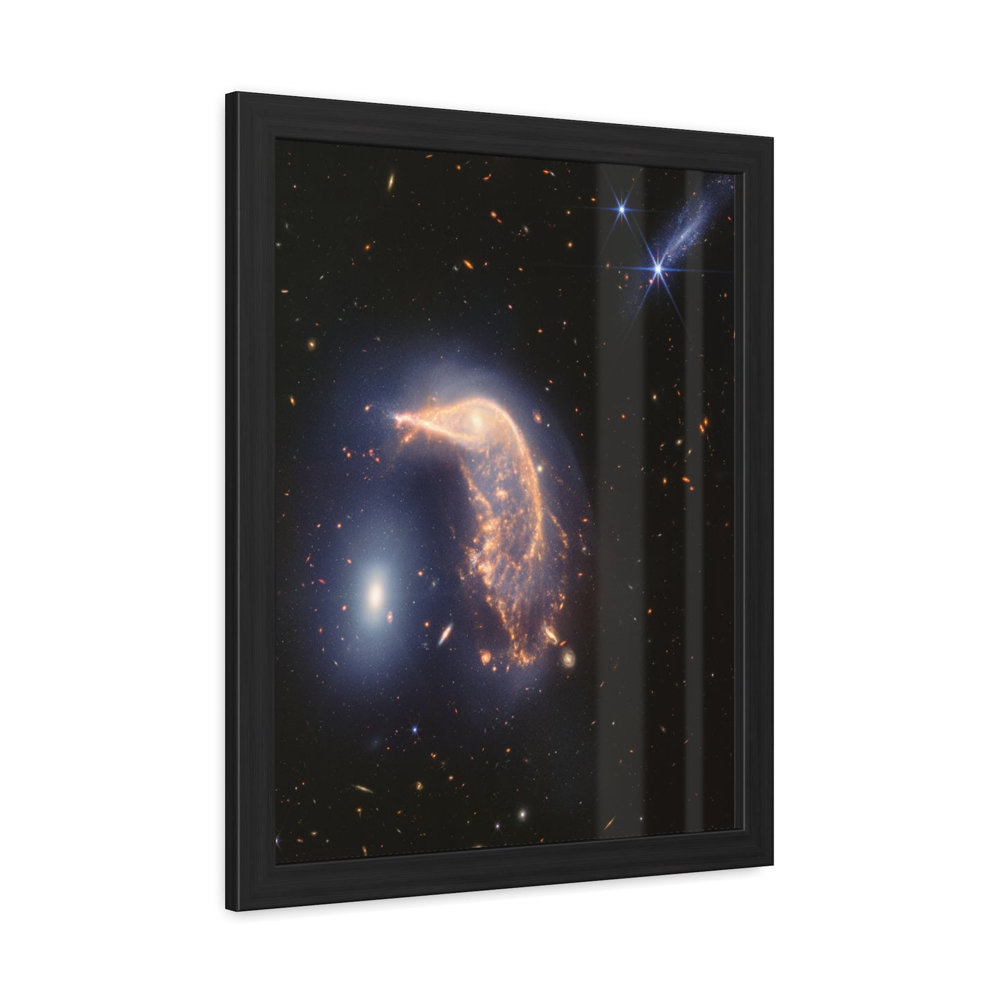 Interacting Galaxies Arp 142, Hand Crafted Wooden Framed Poster