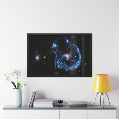 Arp 107 Supermassive Blackhole, Hand Crafter Wooden Framed Poster