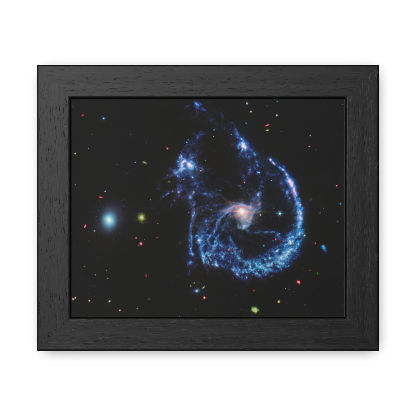 Arp 107 Supermassive Blackhole, Hand Crafter Wooden Framed Poster