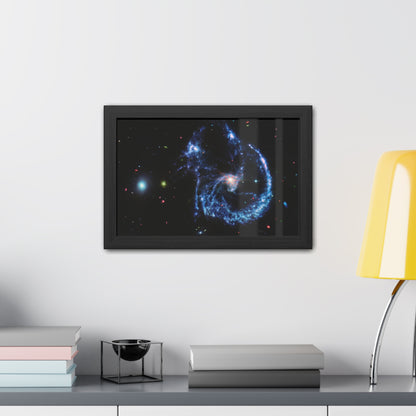 Arp 107 Supermassive Blackhole, Hand Crafter Wooden Framed Poster