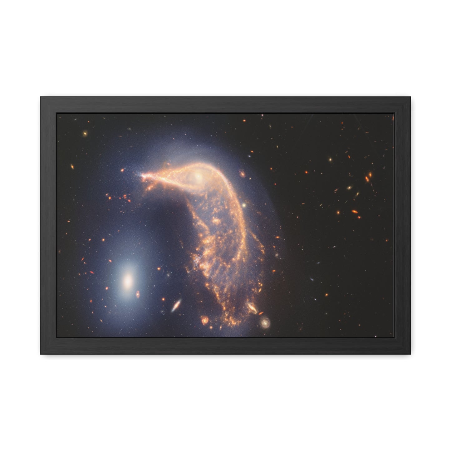 Interacting Galaxies Arp 142, Hand Crafted Wooden Framed Poster