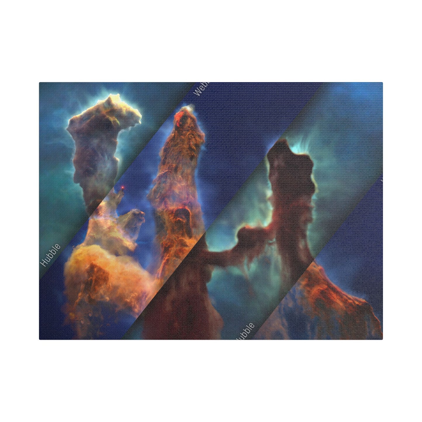 Pillars of Creation - Webb vs Hubble, Satin Canvas, Stretched