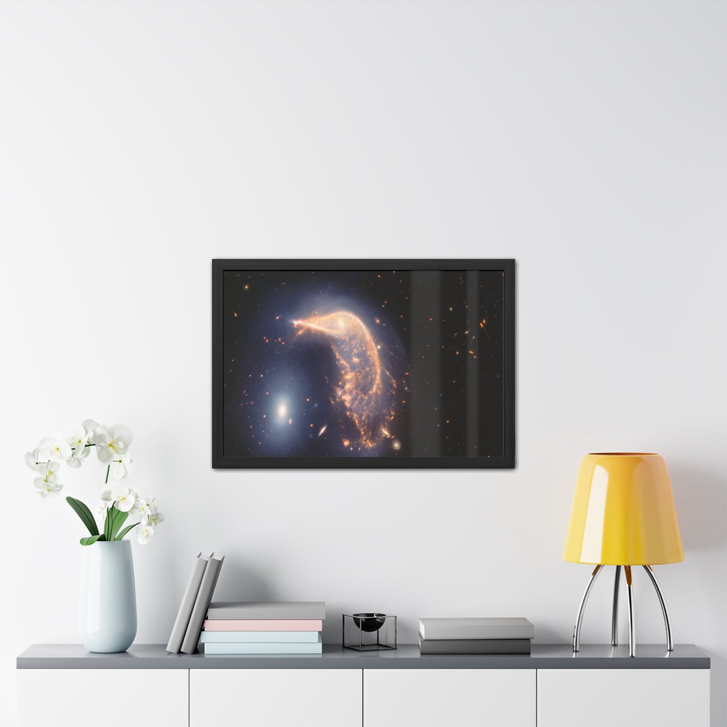 Interacting Galaxies Arp 142, Hand Crafted Wooden Framed Poster