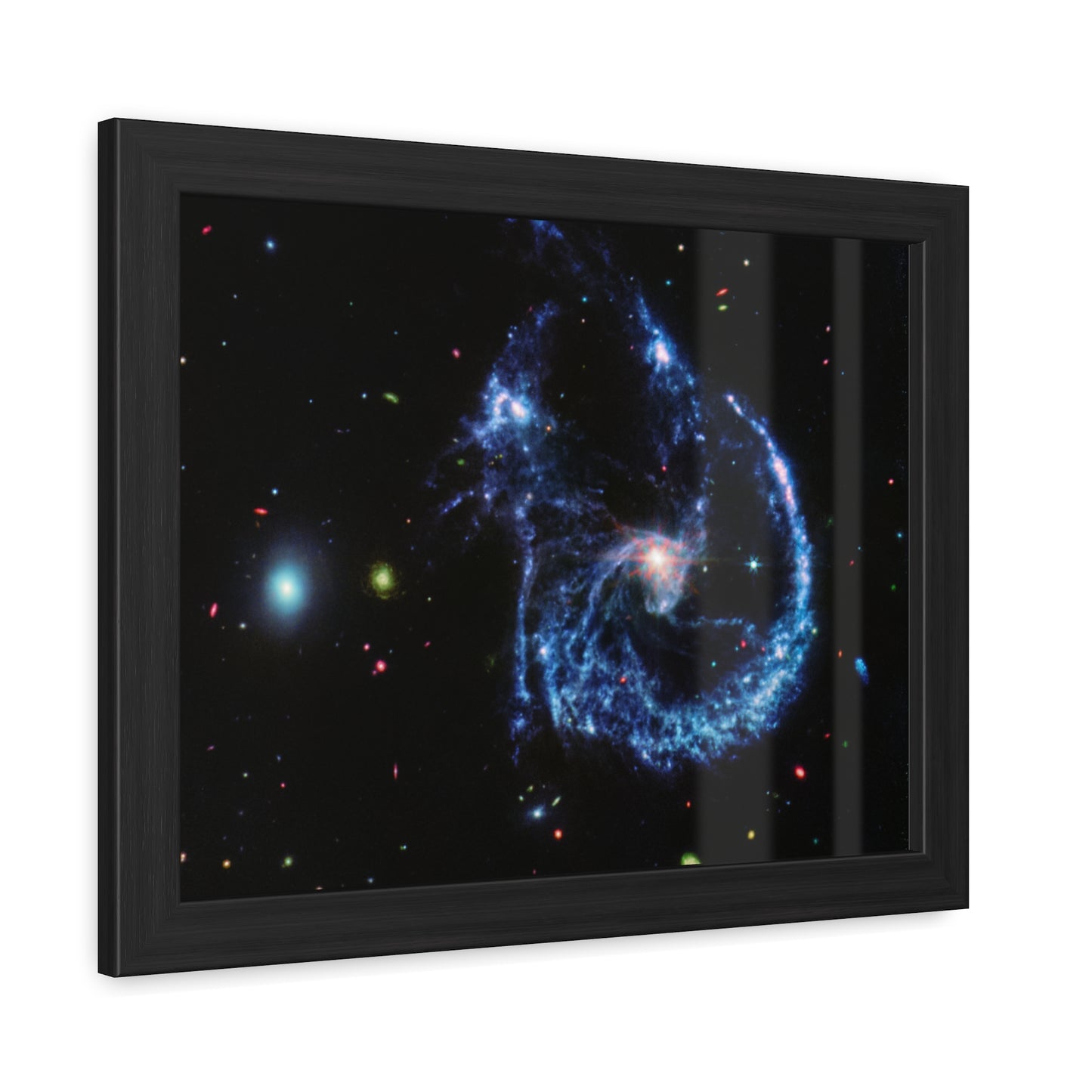 Arp 107 Supermassive Blackhole, Hand Crafter Wooden Framed Poster