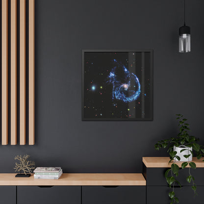 Arp 107 Supermassive Blackhole, Hand Crafter Wooden Framed Poster