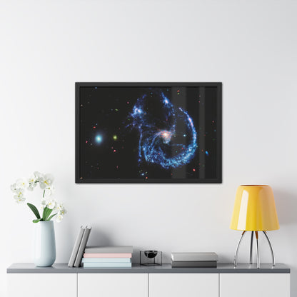 Arp 107 Supermassive Blackhole, Hand Crafter Wooden Framed Poster