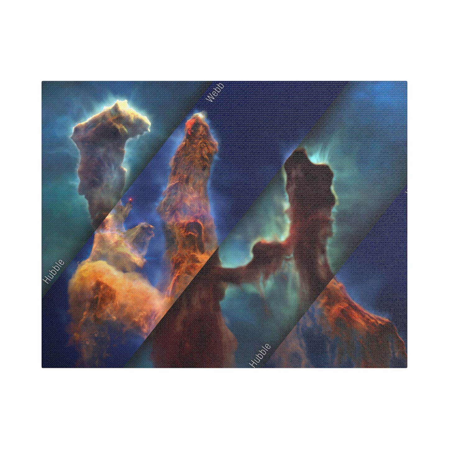 Pillars of Creation - Webb vs Hubble, Satin Canvas, Stretched