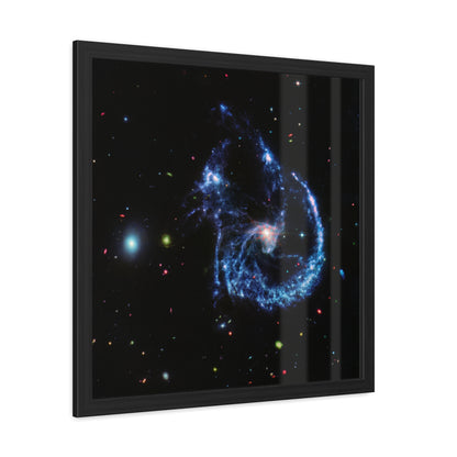 Arp 107 Supermassive Blackhole, Hand Crafter Wooden Framed Poster