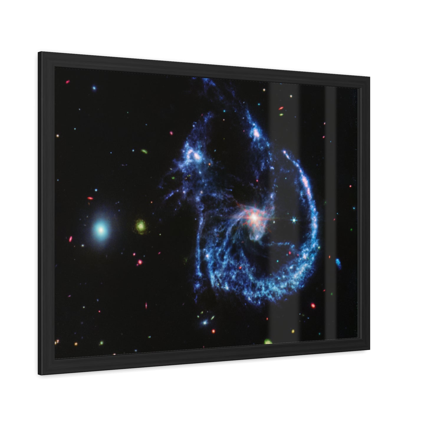 Arp 107 Supermassive Blackhole, Hand Crafter Wooden Framed Poster