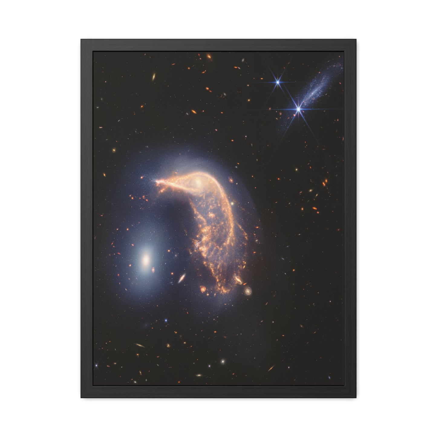 Interacting Galaxies Arp 142, Hand Crafted Wooden Framed Poster