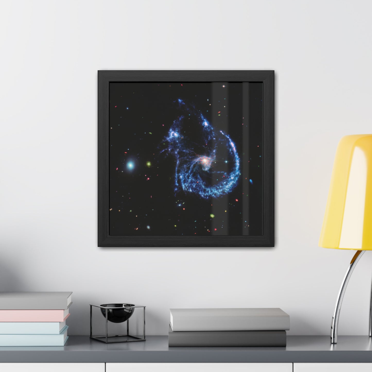 Arp 107 Supermassive Blackhole, Hand Crafter Wooden Framed Poster