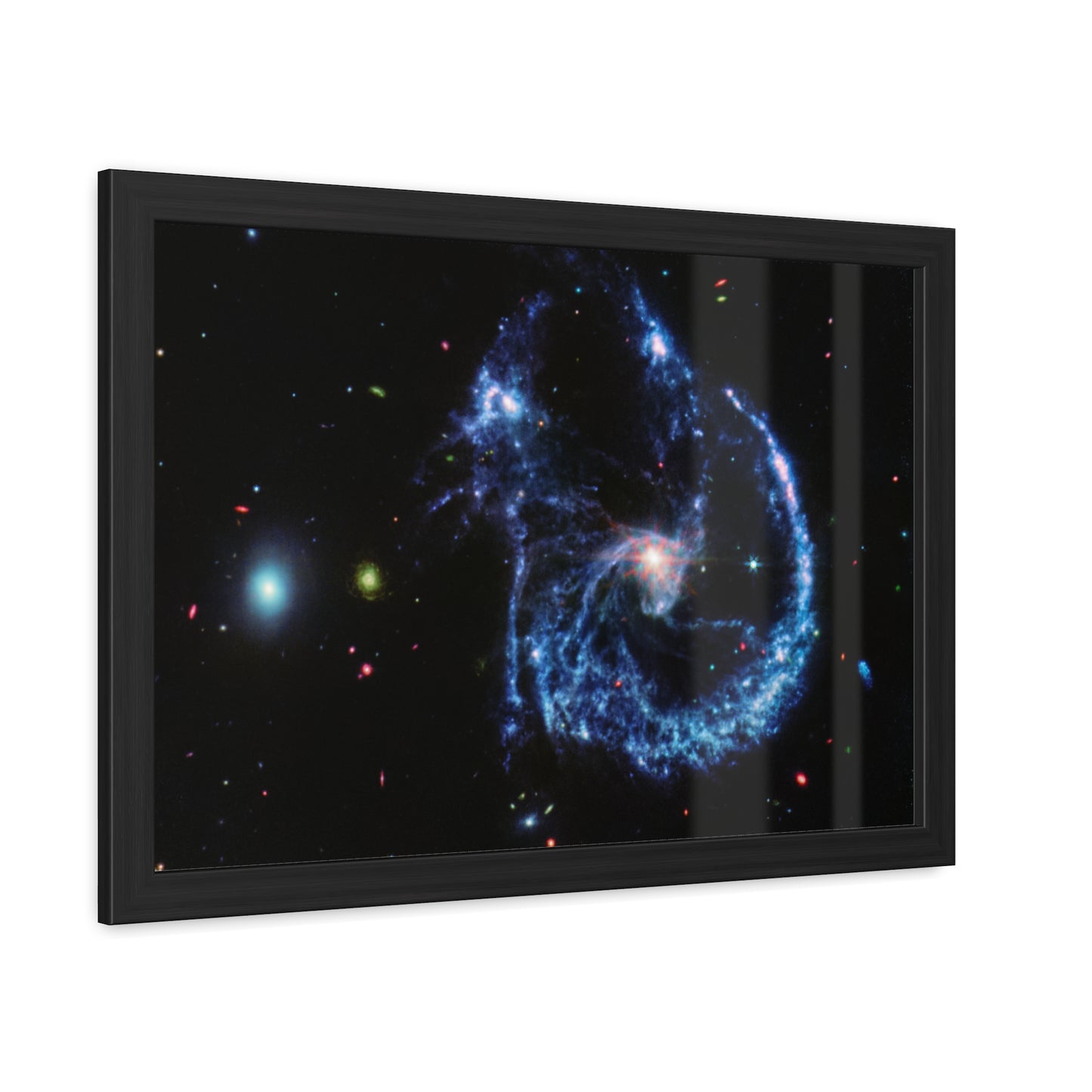 Arp 107 Supermassive Blackhole, Hand Crafter Wooden Framed Poster