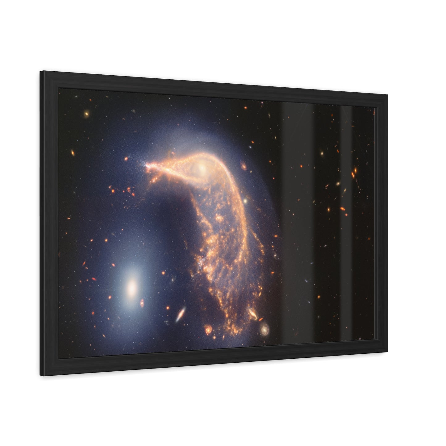 Interacting Galaxies Arp 142, Hand Crafted Wooden Framed Poster