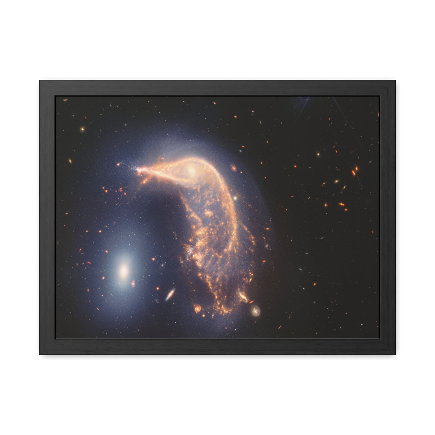 Interacting Galaxies Arp 142, Hand Crafted Wooden Framed Poster