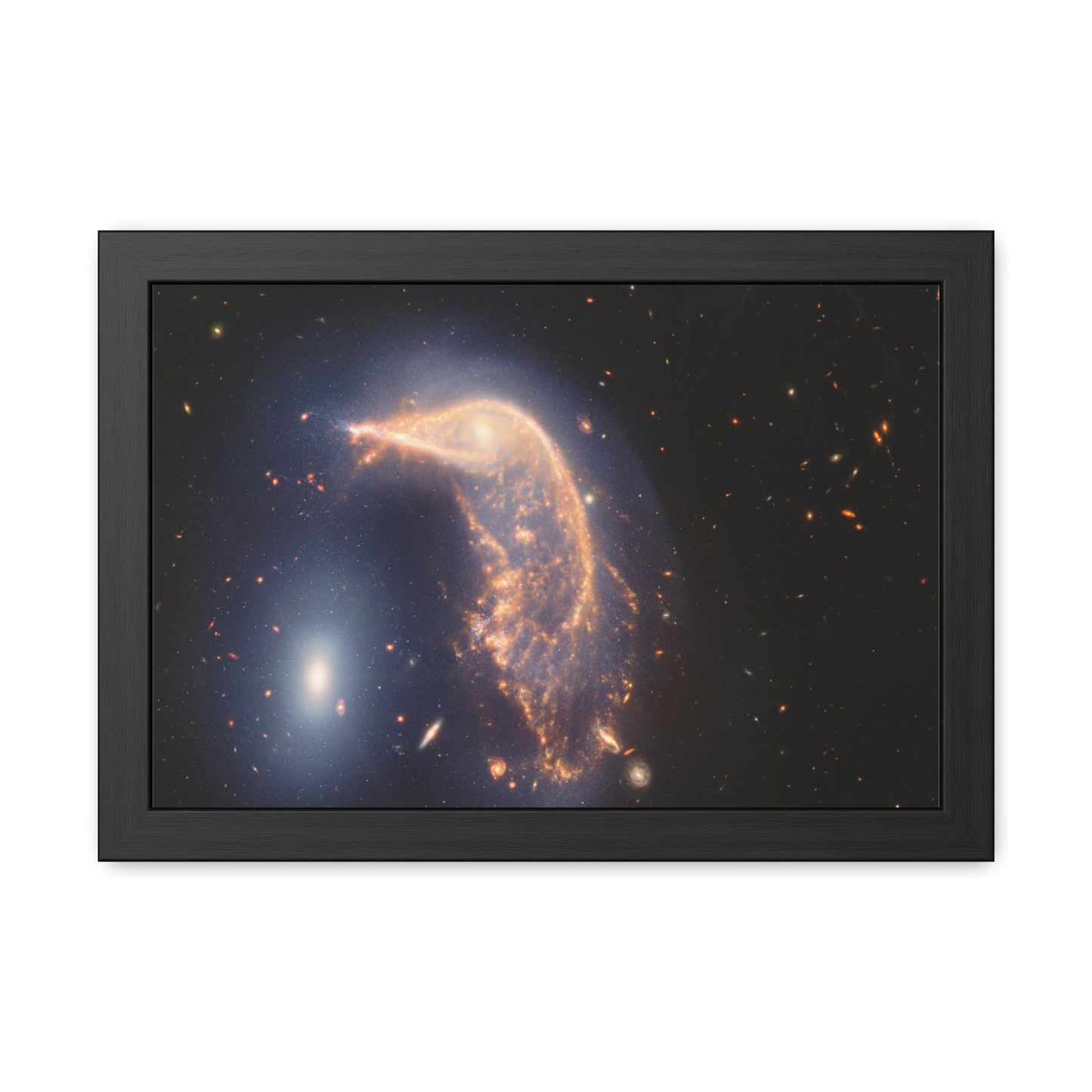 Interacting Galaxies Arp 142, Hand Crafted Wooden Framed Poster