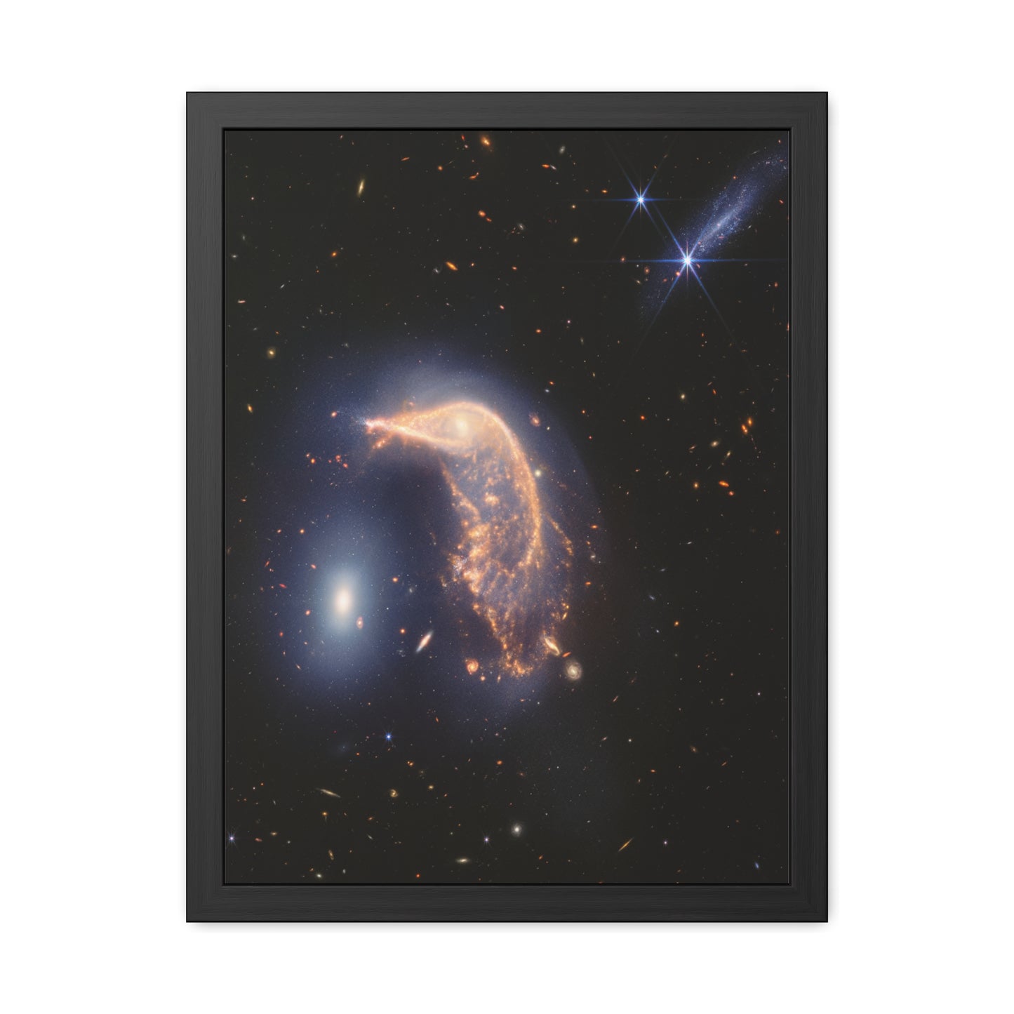 Interacting Galaxies Arp 142, Hand Crafted Wooden Framed Poster