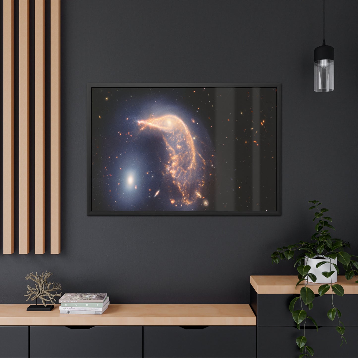 Interacting Galaxies Arp 142, Hand Crafted Wooden Framed Poster