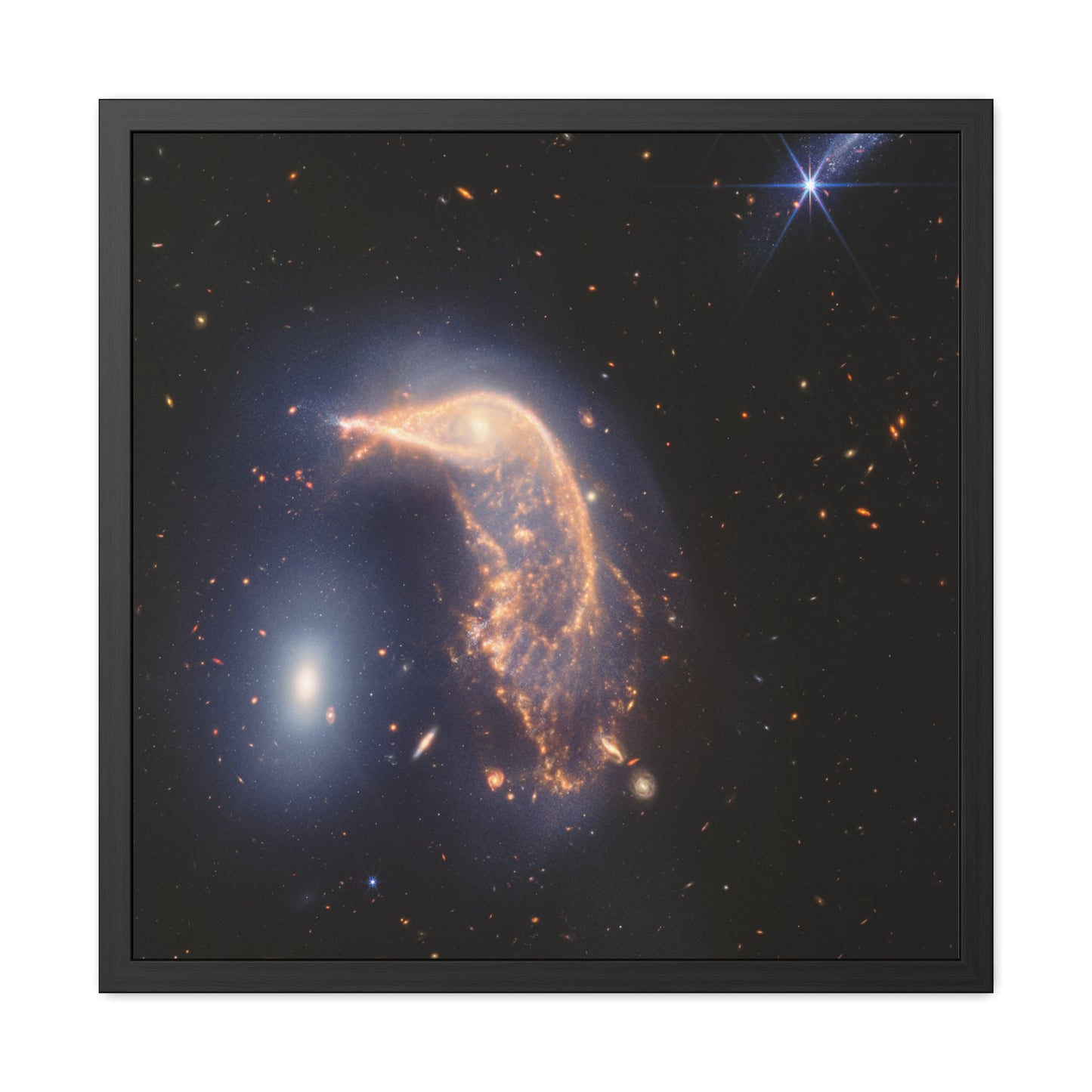 Interacting Galaxies Arp 142, Hand Crafted Wooden Framed Poster