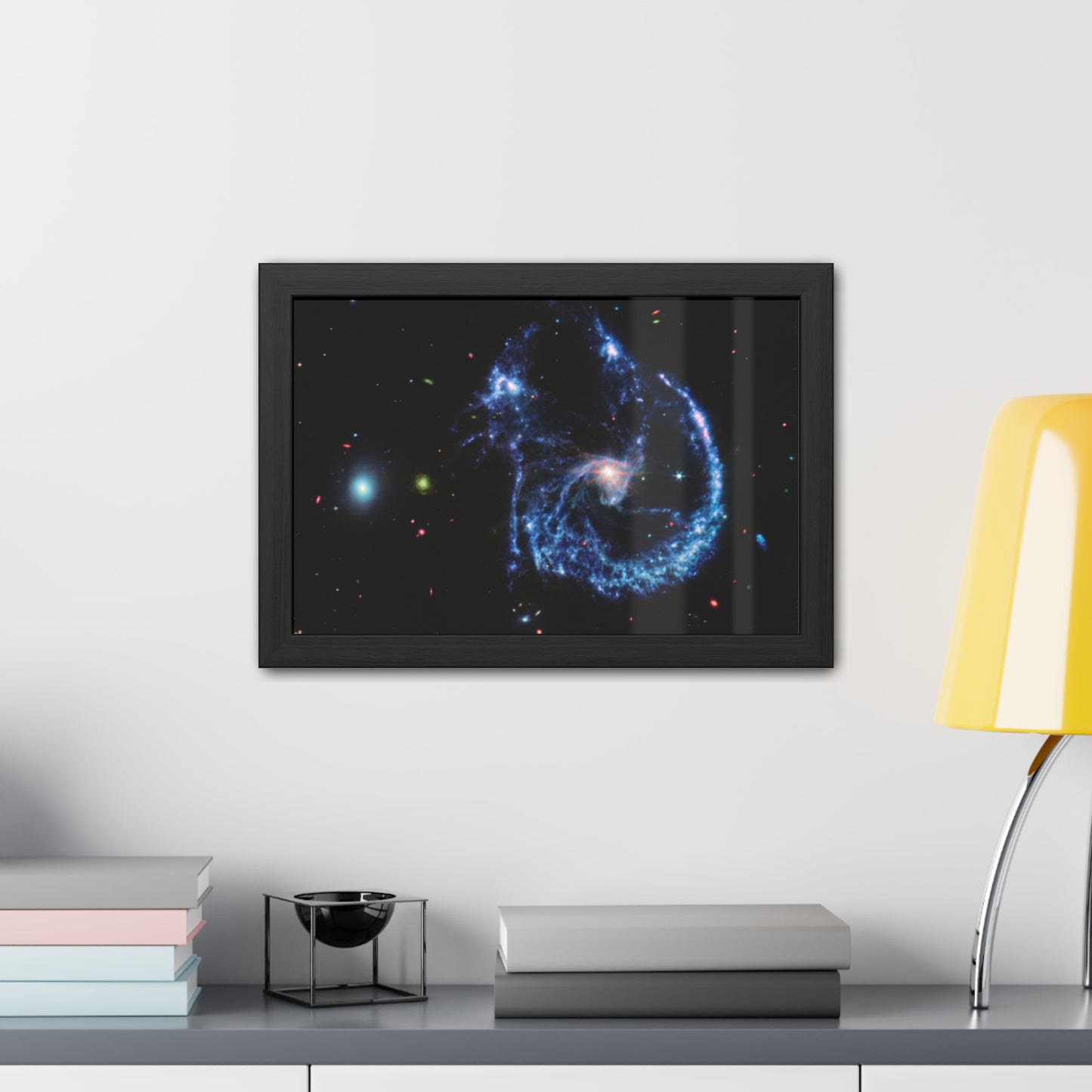 Arp 107 Supermassive Blackhole, Hand Crafter Wooden Framed Poster